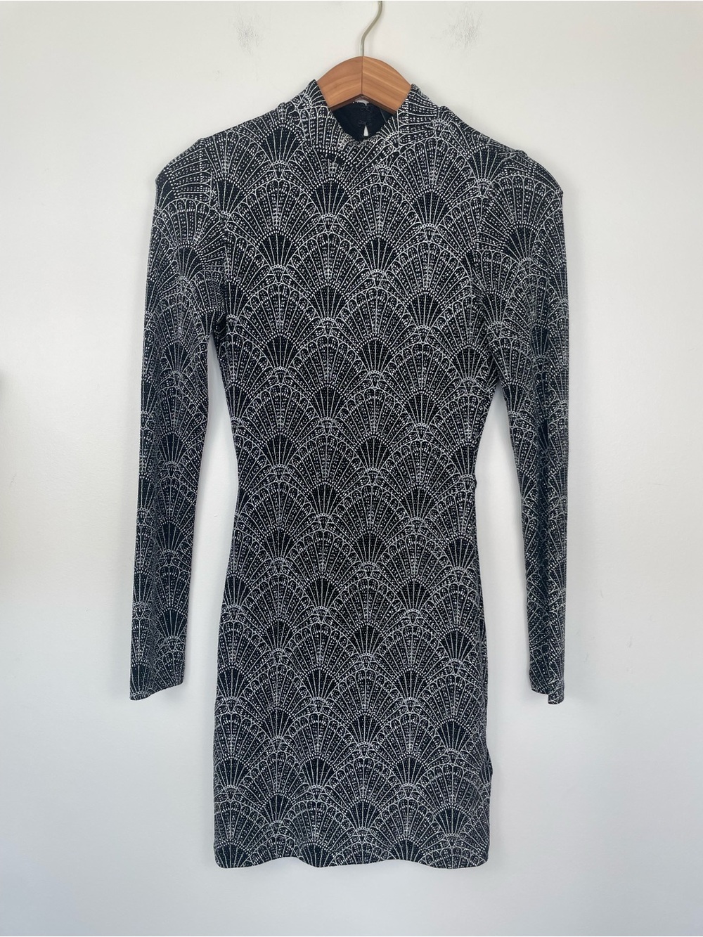 H&M Divided Art Deco Glitter Bodycon Mini Dress Open Back Y2K Party Gatsby